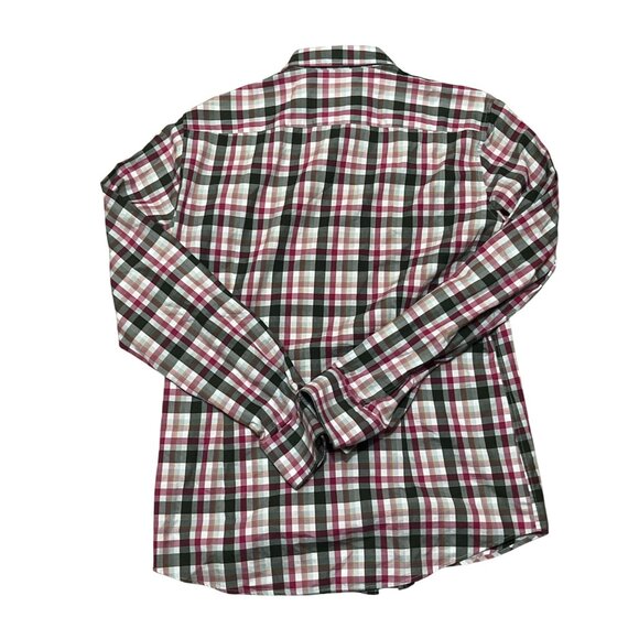 Hugo Boss Mens Slim Fit Plaid Button-Up Shirt M Red/Green Checkered Cotton - Picture 4 of 4